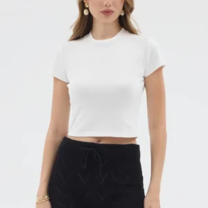 Dar Crop Beyaz T-Shirt