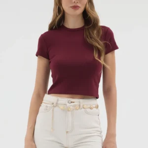 Dar Crop Bordo T-Shirt