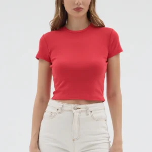 Dar Crop Kırmızı T-Shirt